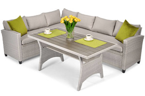 Outdoor Corner Sofa with Table Set Stockholm, grey