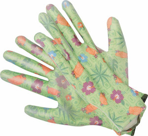 Vorel Garden Gloves Flowers Size 9, green