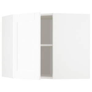 METOD Corner wall cabinet with shelves, white Enköping/white wood effect, 68x60 cm