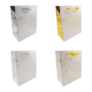 Gift Bag 300x420 12pcs, white, assorted patterns