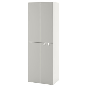 SMÅSTAD / PLATSA Wardrobe, white grey/with 2 clothes rails, 60x42x181 cm