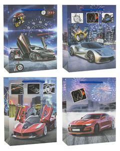 Gift Bag Cars 260x320 12pcs, assorted patterns