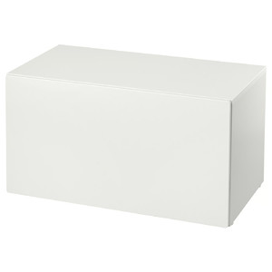 SMÅSTAD Bench with toy storage, white, white, 90x50x48 cm