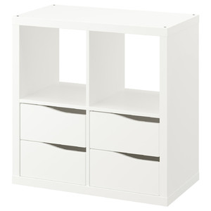 KALLAX Shelving unit, with 4 drawers wave shaped/white, 77x77 cm