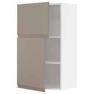 METOD Wall cabinet with shelves/2 doors, white/Upplöv matt dark beige, 60x100 cm