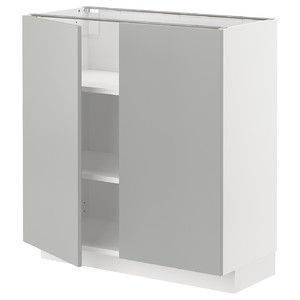 METOD Base cabinet with shelves/2 doors, white/Havstorp light grey, 80x37 cm