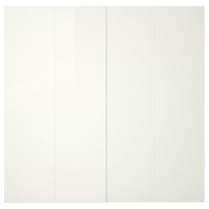 HASVIK Pair of sliding doors, high-gloss white, 200x236 cm