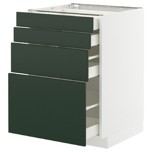 METOD / MAXIMERA Base cab 4 frnts/4 drawers, white/Havstorp deep green, 60x60 cm