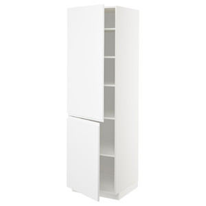 METOD High cabinet with shelves/2 doors, white/Voxtorp matt white, 60x60x200 cm