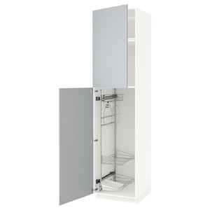 METOD High cabinet with cleaning interior, white/Veddinge grey, 60x60x240 cm