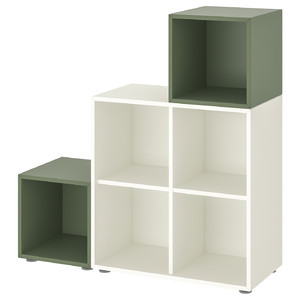 EKET Cabinet combination with feet, white/grey-green, 105x35x107 cm