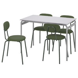GRÅSALA / ÖSTANÖ Table and 4 chairs, grey/Remmarn deep green, 110 cm