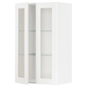 METOD Wall cabinet w shelves/2 glass drs, white Enköping/white wood effect, 60x100 cm
