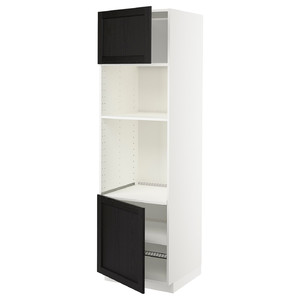 METOD Hi cb f oven/micro w 2 drs/shelves, white/Lerhyttan black stained, 60x60x200 cm