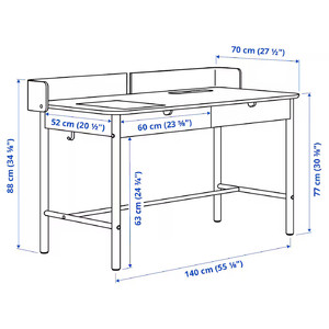 RIDSPÖ Desk, oak, 140x70 cm
