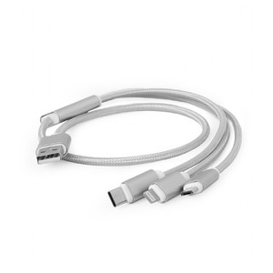 Gembird USB 3-in-1 Charging Cable, silver, 1m