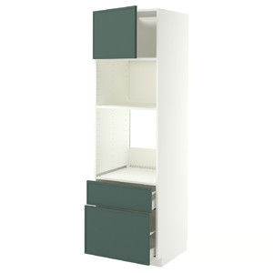 METOD/MAXIMERA High cab f oven/micro w dr/2 drwrs, white/Aspudden dark grey-green, 60x60x200 cm