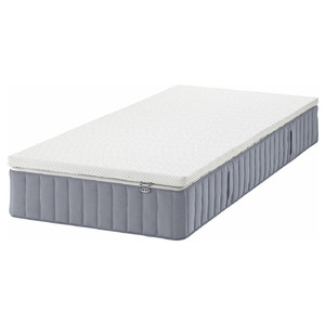 VALEVÅG Mattress and mattress pad, medium firm light blue/Nordberget white, 90x200 cm