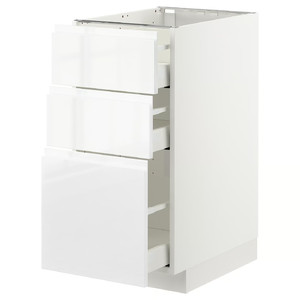 METOD/MAXIMERA Base cabinet with 3 drawers, High-gloss, white, 40x60 cm