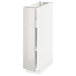 METOD Base cabinet with shelves, white/Ringhult light grey, 20x60 cm