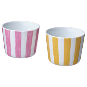 KLIPPAKLEJA Mug, patterned/yellow pink, 24 cl