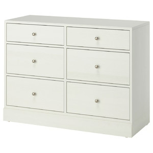 HAVSTA Chest of 6 drawers, white, 121x47x89 cm