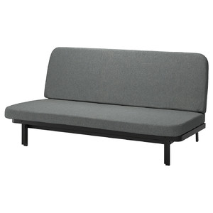 NYHAMN 3-seat sofa-bed, with foam mattress/Skartofta black/light grey
