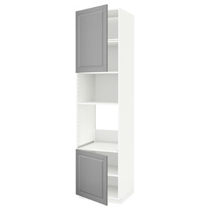 METOD Hi cb f oven/micro w 2 drs/shelves, white/Bodbyn grey, 60x60x240 cm