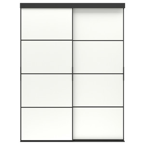 SKYTTA / MEHAMN Sliding door combination, black/double sided white, 152x205 cm