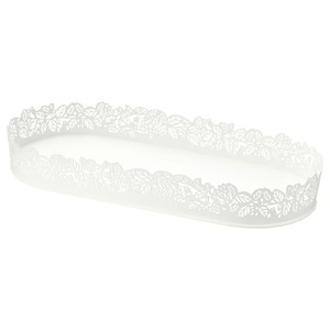 SAMVERKA Candle dish, white, 15x35 cm