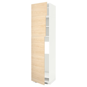 METOD High cab for fridge with 3 doors, white/Askersund light ash effect, 60x60x240 cm