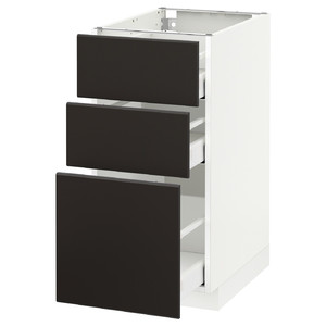 METOD / MAXIMERA Base cabinet with 3 drawers, white, Kungsbacka anthracite, 40x60 cm