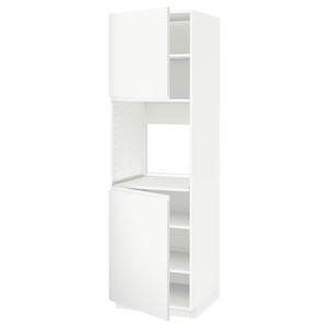 METOD High cab f oven w 2 doors/shelves, white/Voxtorp matt white, 60x60x200 cm