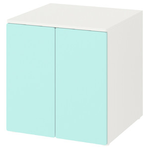 SMÅSTAD / PLATSA Cabinet, white pale turquoise, with 1 shelf, 60x55x63 cm