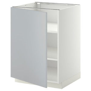 METOD Base cabinet with shelves, white/Veddinge grey, 60x60 cm