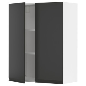 METOD Wall cabinet with shelves/2 doors, white/Upplöv matt anthracite, 80x100 cm