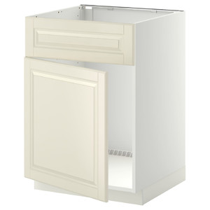METOD Base cabinet f sink w door/front, white/Bodbyn off-white, 60x60 cm