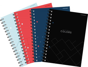 Spiral Notebook A5 80 Sheets Squared Top Colors 5pcs, assorted colours