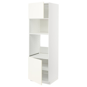METOD Hi cb f oven/micro w 2 drs/shelves, white/Vallstena white, 60x60x200 cm