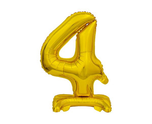 Foil Balloon Number 4 Standing, gold, 38cm
