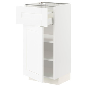 METOD / MAXIMERA Base cabinet with drawer/door, white Enköping/white wood effect, 40x37 cm