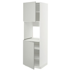 METOD High cab f oven w 2 doors/shelves, white/Havstorp light grey, 60x60x200 cm