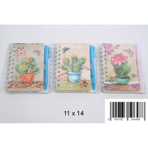 Spiral Notepad 110x150 with Pen Cactus 1pc, assorted