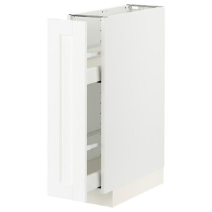 METOD / MAXIMERA Base cabinet/pull-out int fittings, white Enköping/white wood effect, 20x60 cm