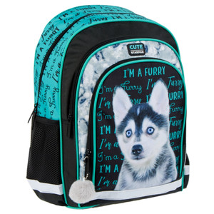 School Set 3in1 Husky - Backpack, Shoe Bag, Pencil Case + Lunch Box & Water Bottle