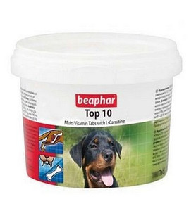 Beaphar TOP 10 Dog Food Supplement with L-Carnitine 750 Tablets