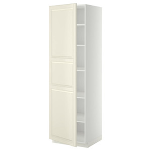 METOD High cabinet with shelves, white/Bodbyn off-white, 60x60x200 cm