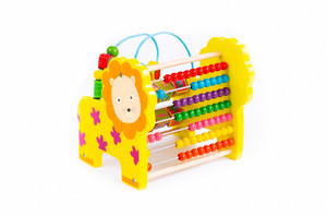 Wooden Educational Activity Cube Abacus Lion 3+