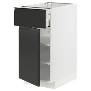 METOD / MAXIMERA Base cabinet with drawer/door, white/Upplöv matt anthracite, 40x60 cm