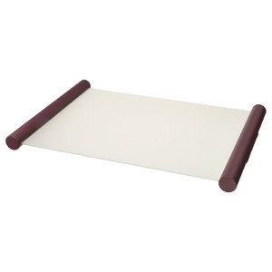 VARMBLIXT Tray, frosted glass/dark red, 34x48 cm